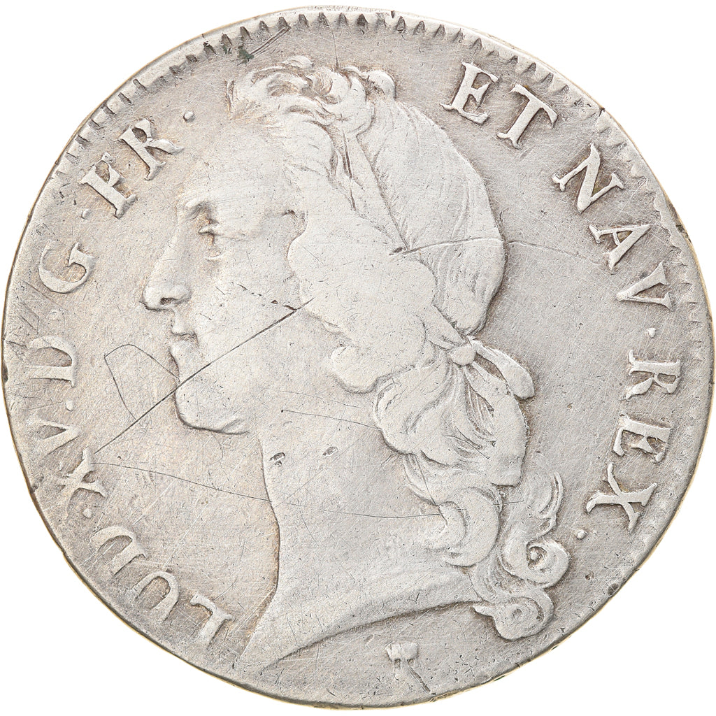 Moneta, Francja, Louis XV, Écu au bandeau, Ecu, 1744, Nantes, VF(30-35)