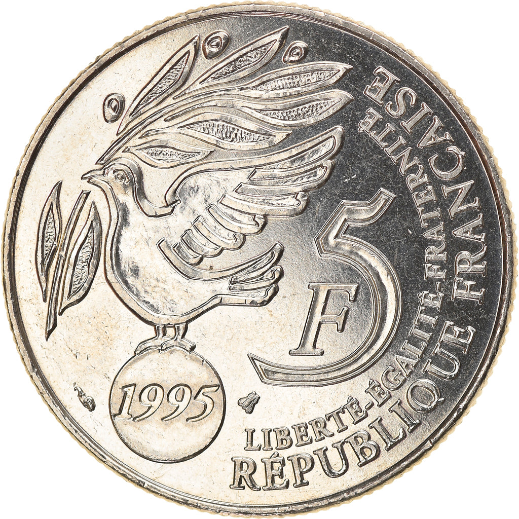 Münze, Frankreich, ONU, 5 Francs, 1995, Paris, UNZ, Nickel Clad Copper-Nickel
