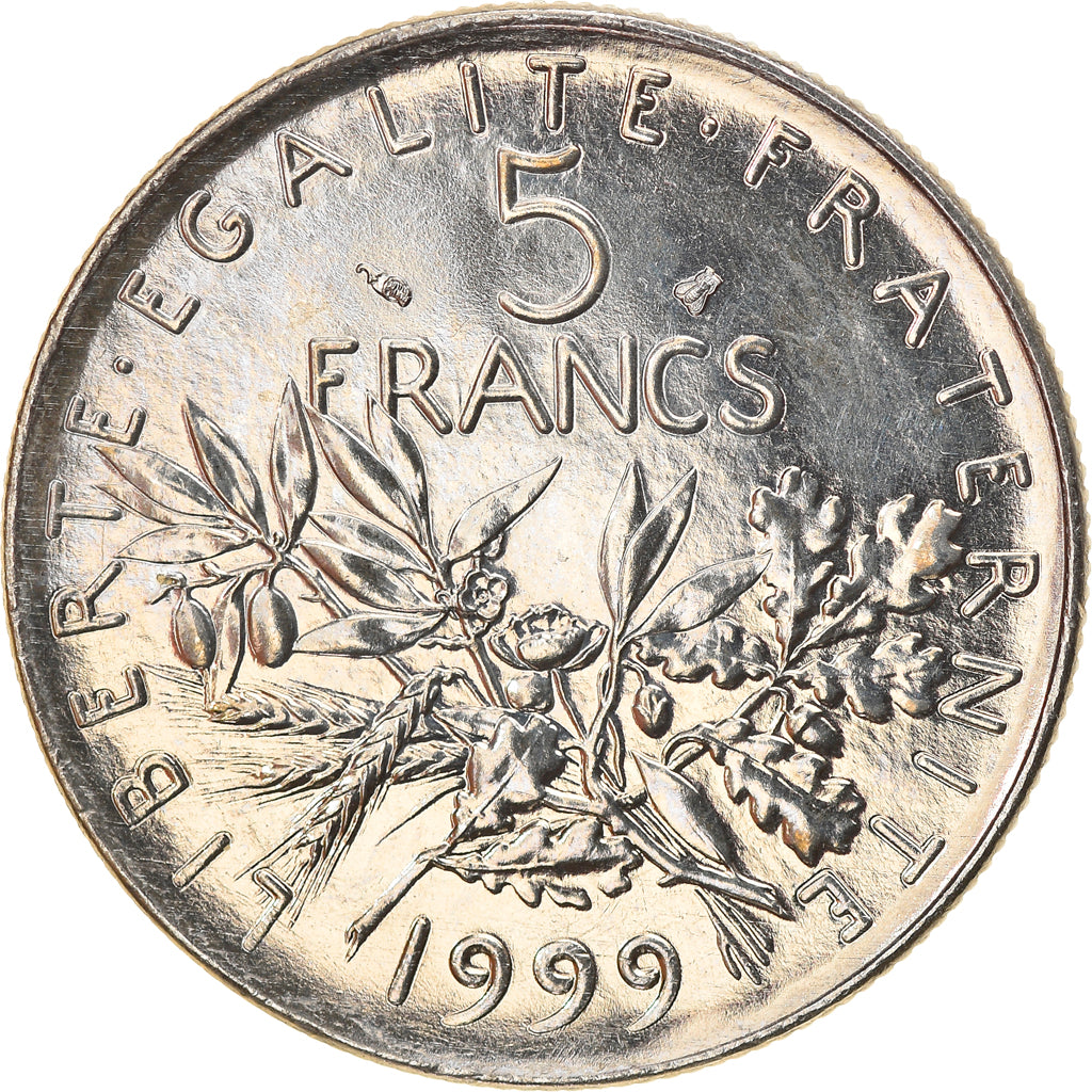 Coin, France, Semeuse, 5 Francs, 1999, Paris, MS(64), Nickel Clad Copper-Nickel