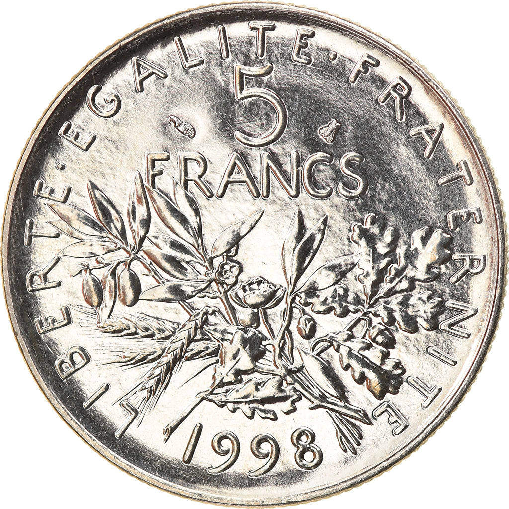 Coin, France, Semeuse, 5 Francs, 1998, Paris, MS(64), Nickel Clad Copper-Nickel
