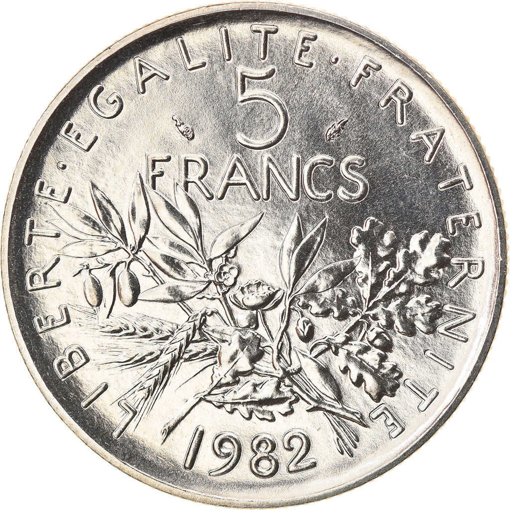 Moneta, Francia, Semeuse, 5 Francs, 1982, Paris, SPL+, Nichel placcato