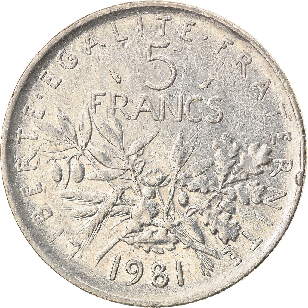 Münze, Frankreich, Semeuse, 5 Francs, 1981, Paris, SS+, Nickel Clad
