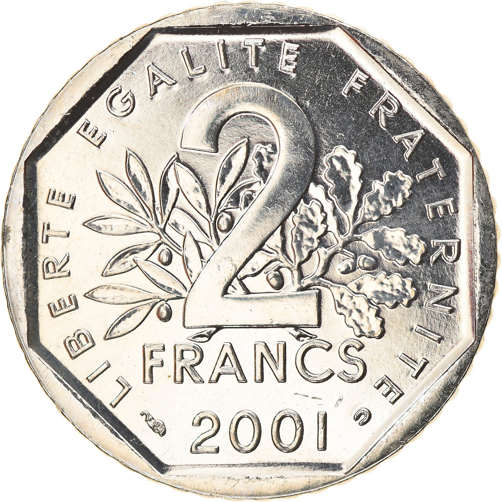 Moneta, Francia, Semeuse, 2 Francs, 2001, Paris, BU, SPL+, Nichel, KM:942.1