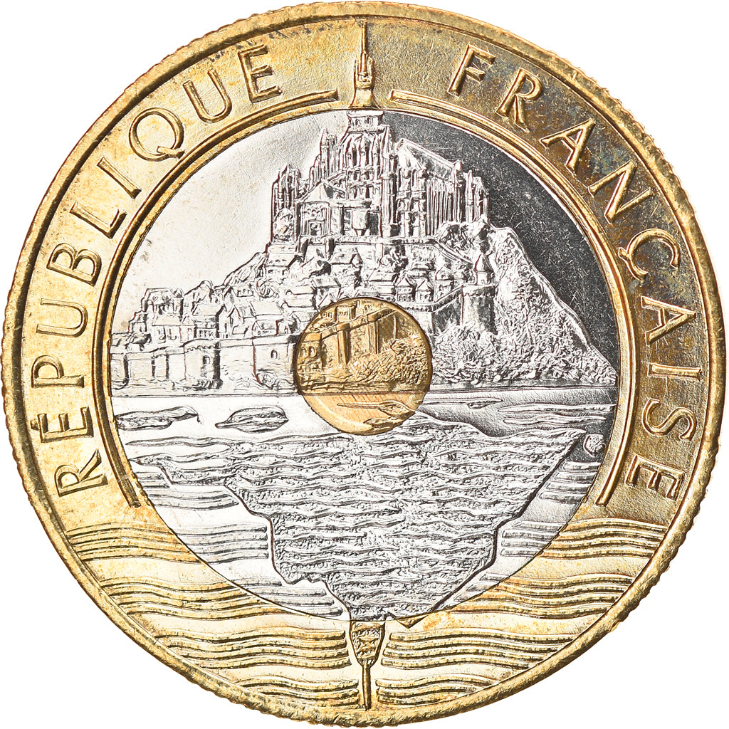 Munten, Frankrijk, Mont Saint Michel, 20 Francs, 1998, Paris, UNC, Tri-Metallic