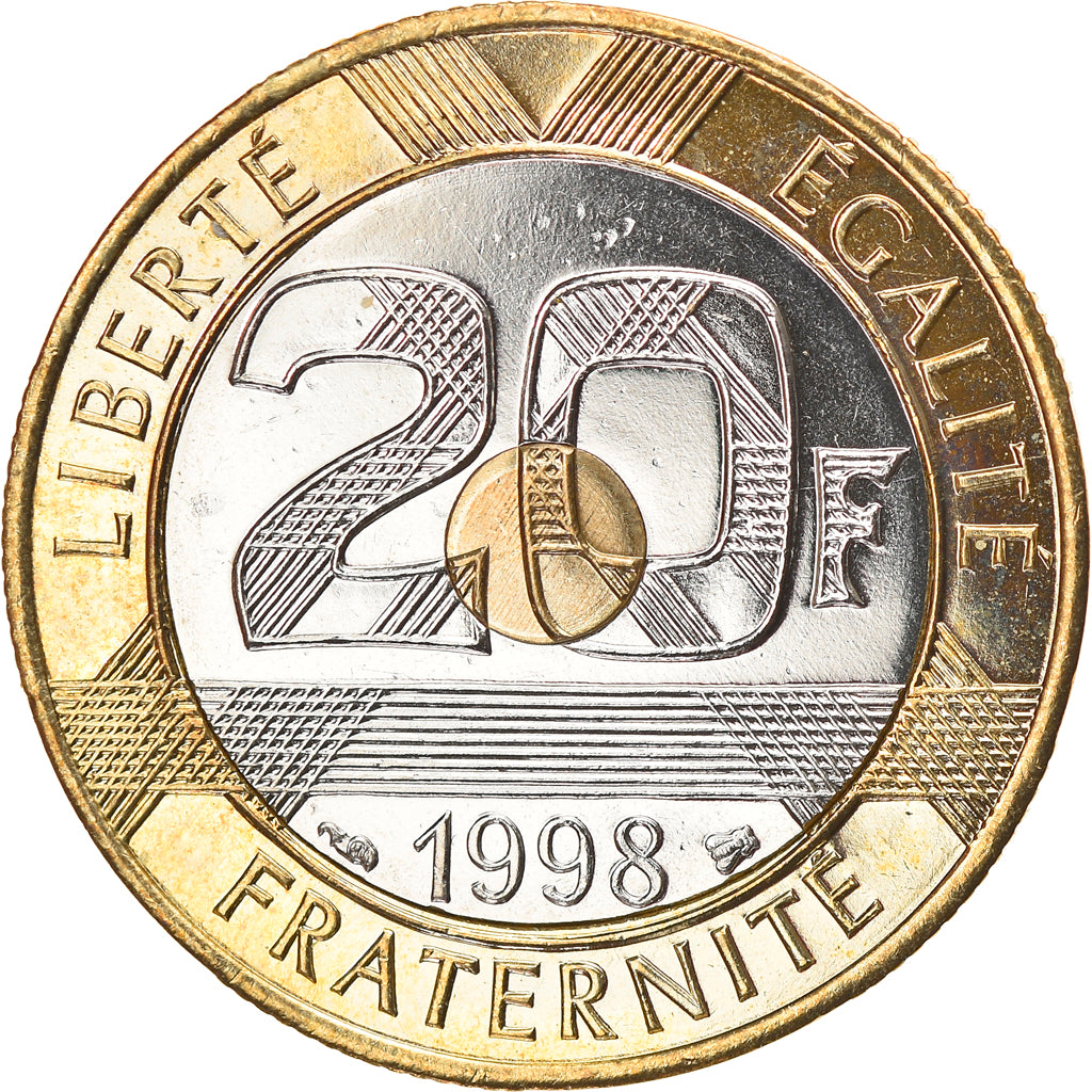 Munten, Frankrijk, Mont Saint Michel, 20 Francs, 1998, Paris, UNC, Tri-Metallic
