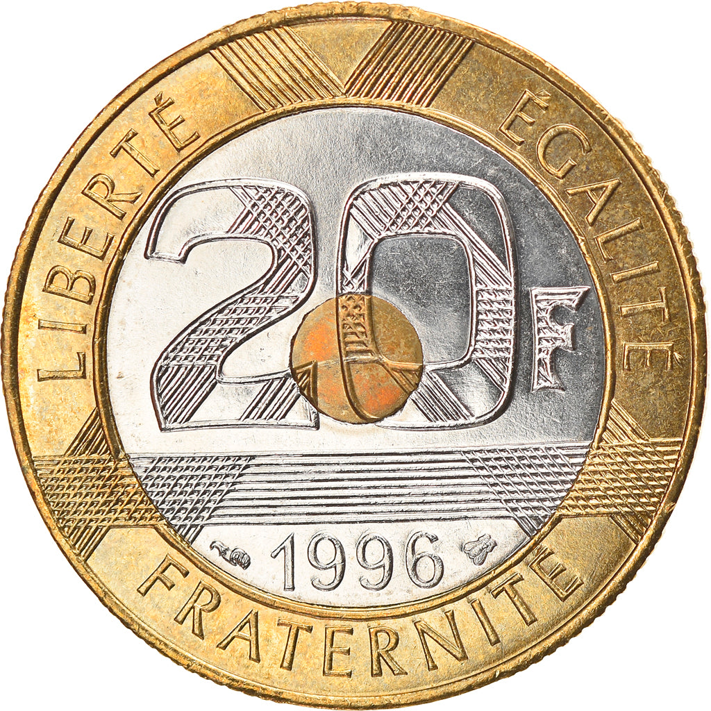 Munten, Frankrijk, Mont Saint Michel, 20 Francs, 1996, Paris, UNC, Tri-Metallic