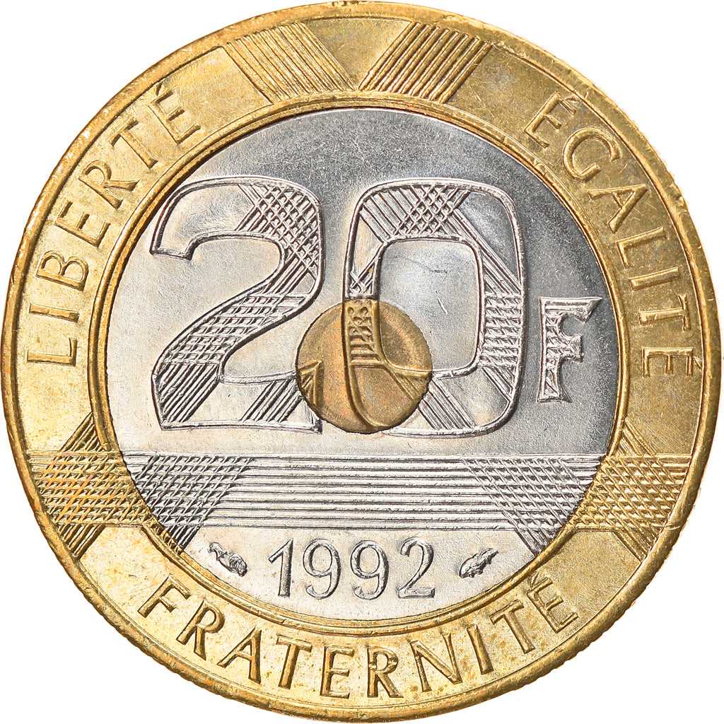 Moneda, Francia, 20 Francs, 1992, Paris, 4 series of streaks, SC, Bimetálico