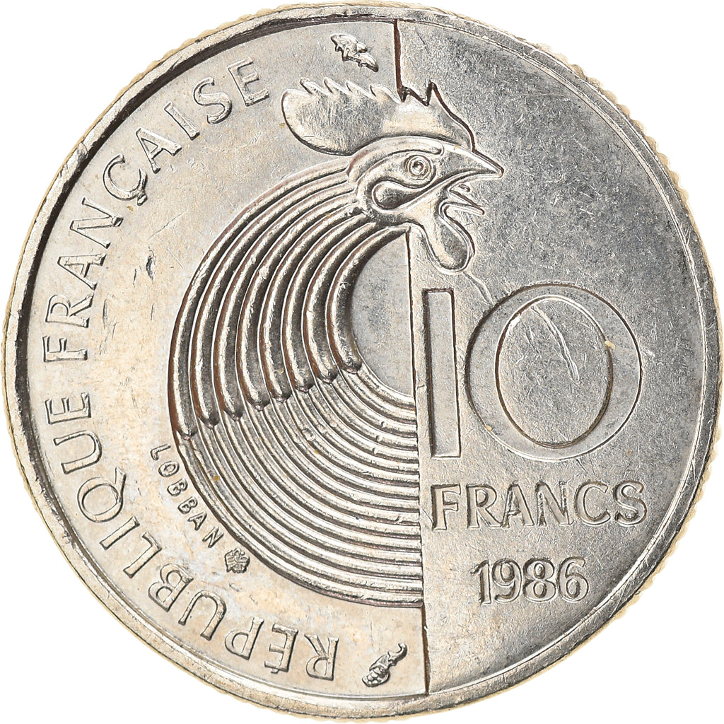 Moeda, França, Schumann, 10 Francs, 1986, AU(55-58), Níquel, KM:958