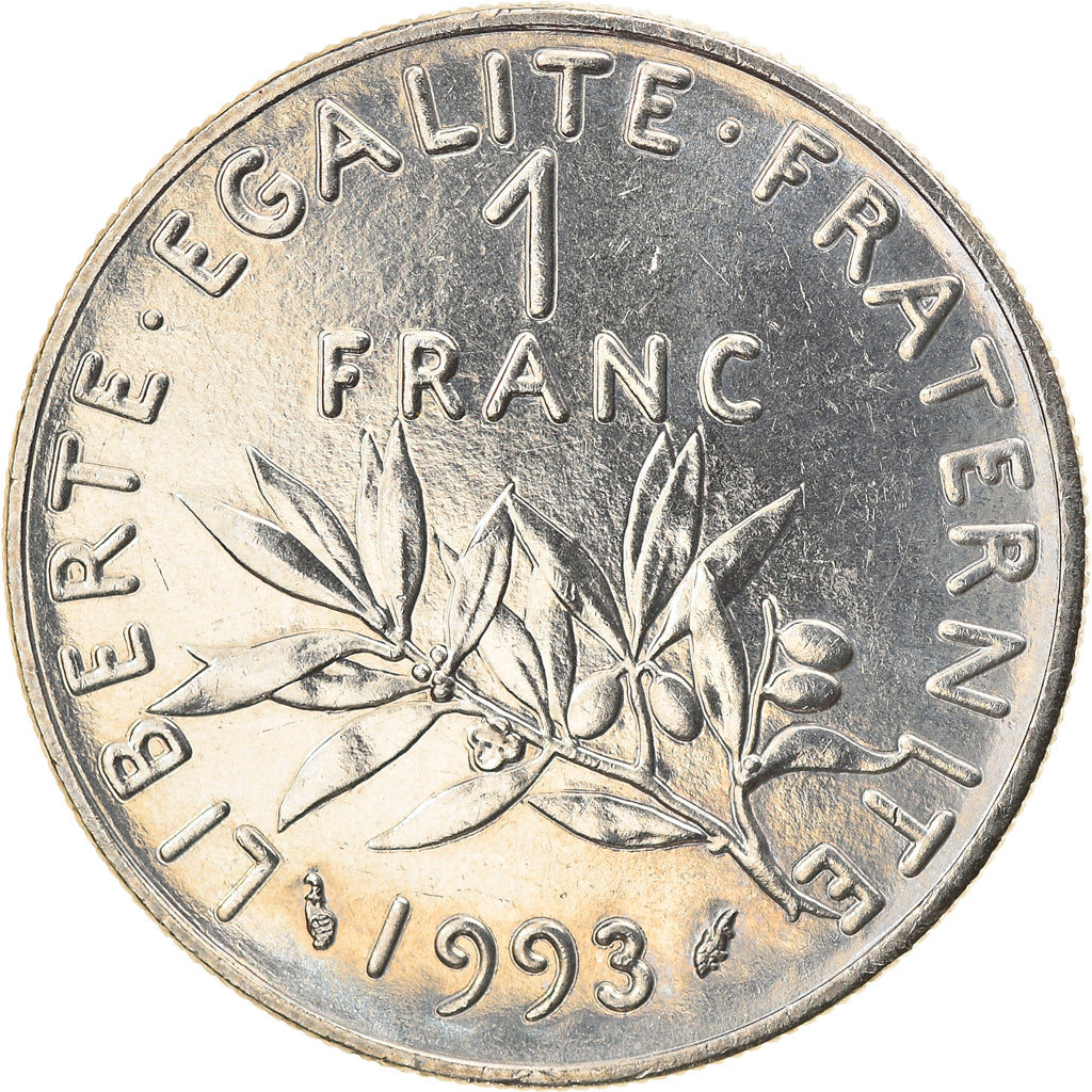 Münze, Frankreich, Semeuse, Franc, 1993, Paris, UNZ+, Nickel, KM:925.2