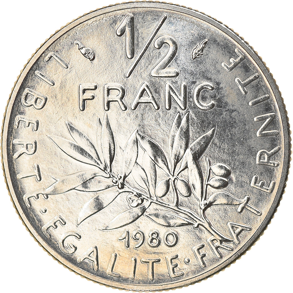 Moneta, Francia, Semeuse, 1/2 Franc, 1980, Paris, SPL+, Nichel, KM:931.1