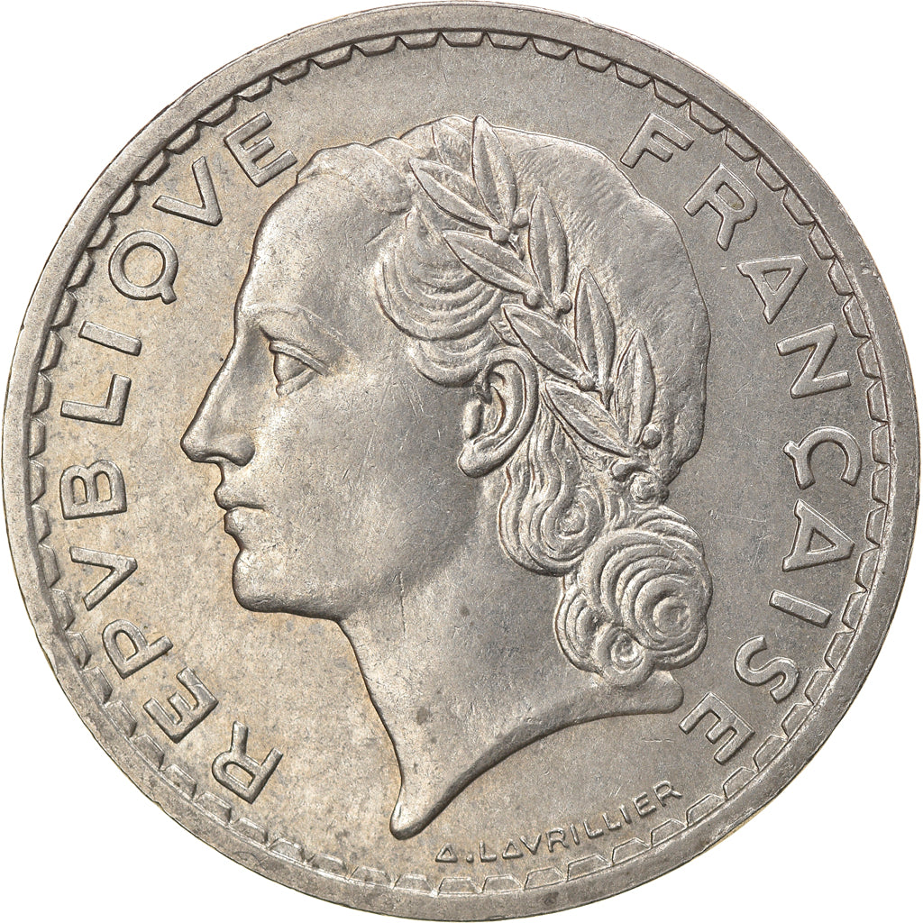 Coin, France, Lavrillier, 5 Francs, 1938, Paris, AU(55-58), Nickel, KM:888