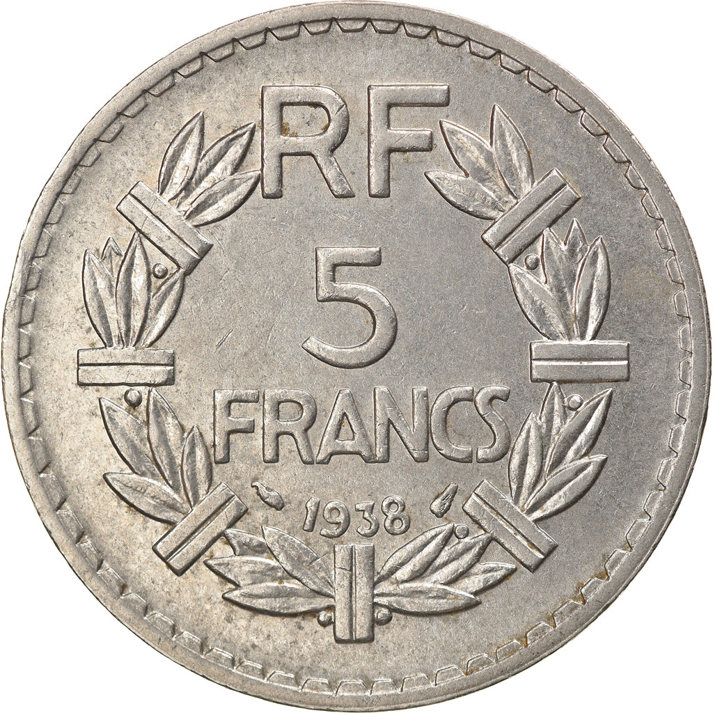 Coin, France, Lavrillier, 5 Francs, 1938, Paris, AU(55-58), Nickel, KM:888