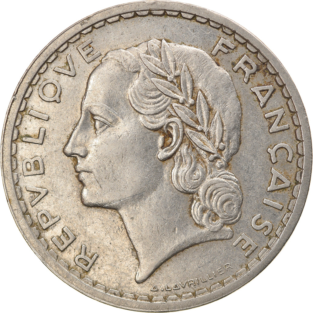 Coin, France, Lavrillier, 5 Francs, 1937, Paris, EF(40-45), Nickel, KM:888, Le