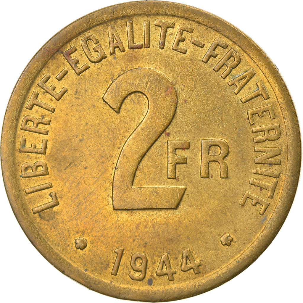 Moneta, Francia, France Libre, 2 Francs, 1944, Philadelphia, BB+, Ottone