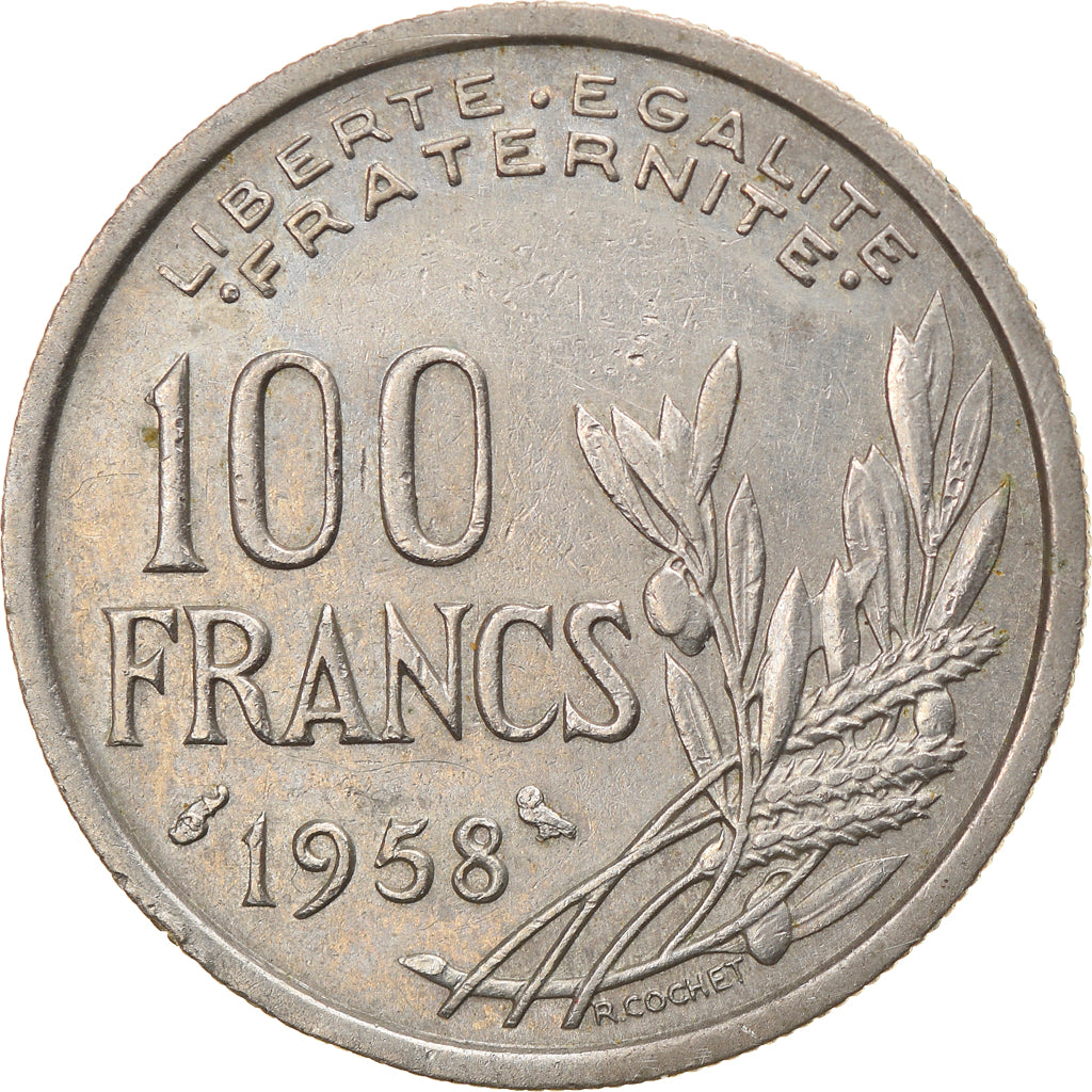 Moneta, Francia, Cochet, 100 Francs, 1958, Paris, Chouette, BB, Rame-nichel