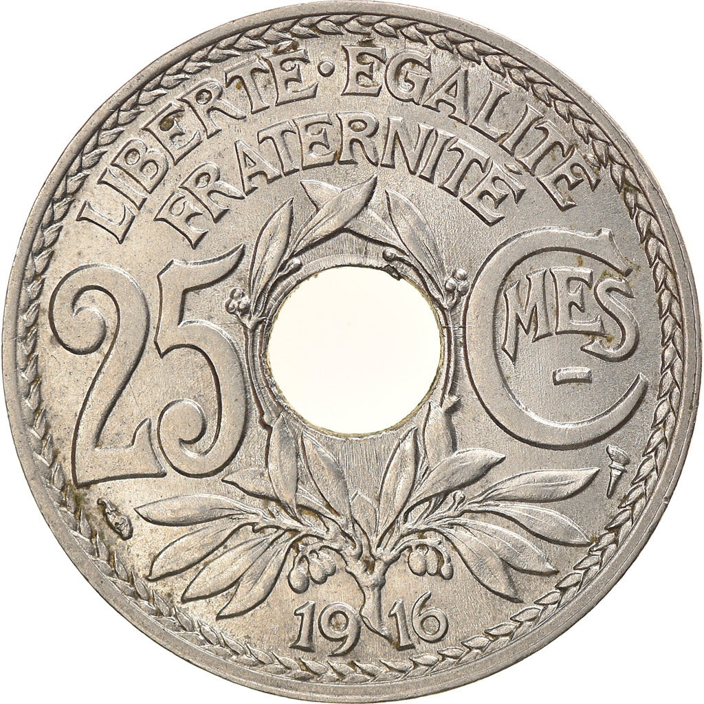 Münze, Frankreich, Lindauer, 25 Centimes, 1916, VZ, Nickel, KM:867, Gadoury:379