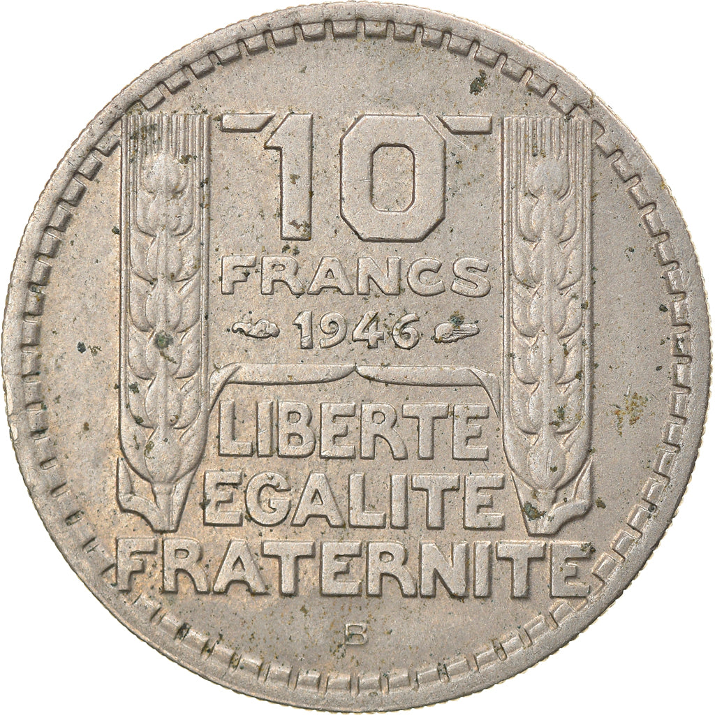 Moneta, Francia, Turin, 10 Francs, 1946, Beaumont - Le Roger, Rameaux longs