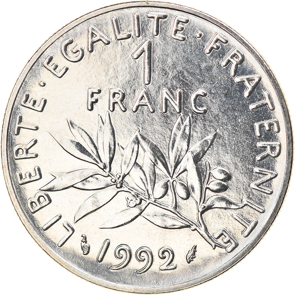 Moneta, Francia, Semeuse, Franc, 1992, Paris, Medal alignment, SPL+, Nichel