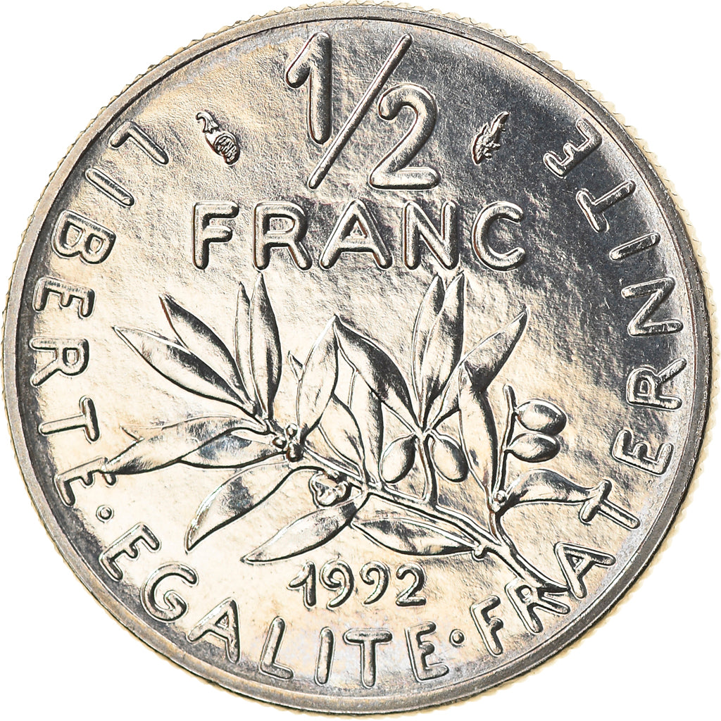 Moneta, Francia, Semeuse, 1/2 Franc, 1992, Paris, Medal alignment, SPL+, Nichel
