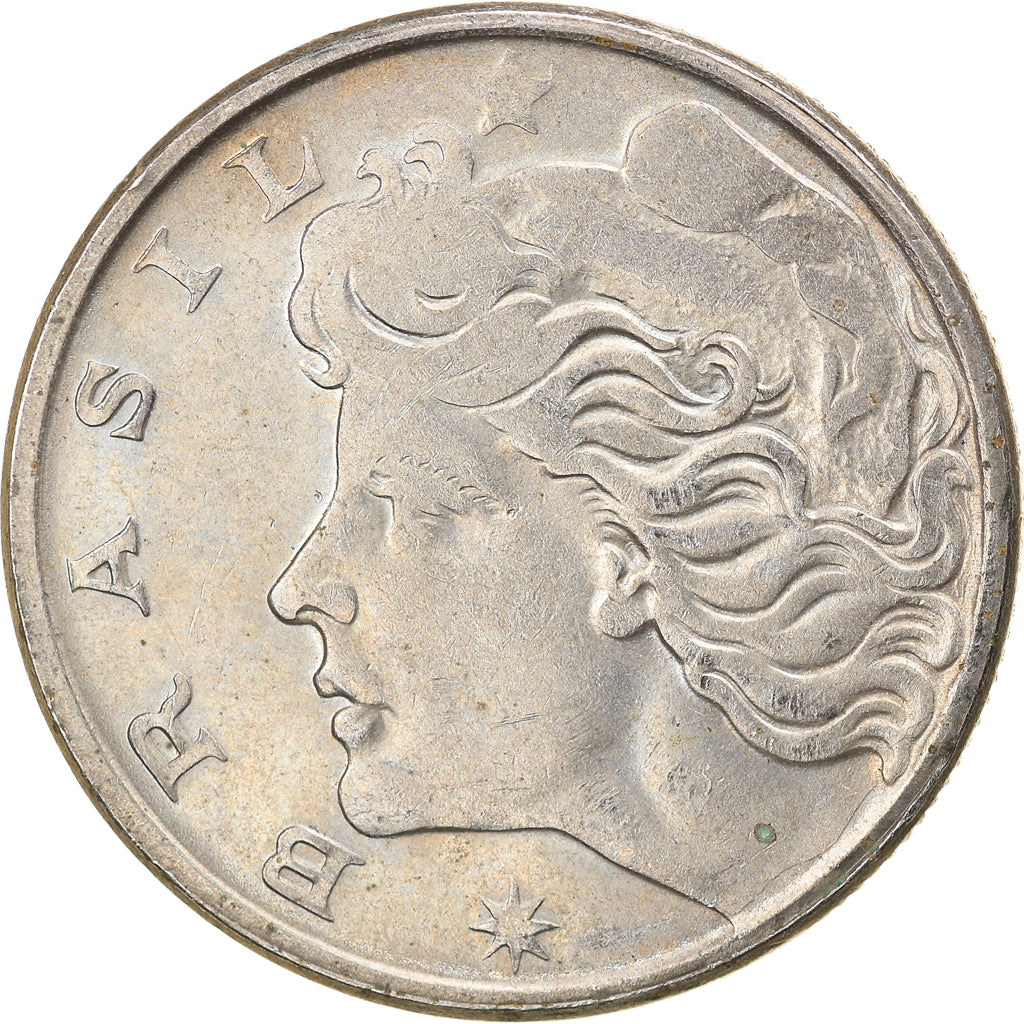 Moeda, Brasil, 20 Centavos, 1970, die adjustment strike error, AU(50-53)