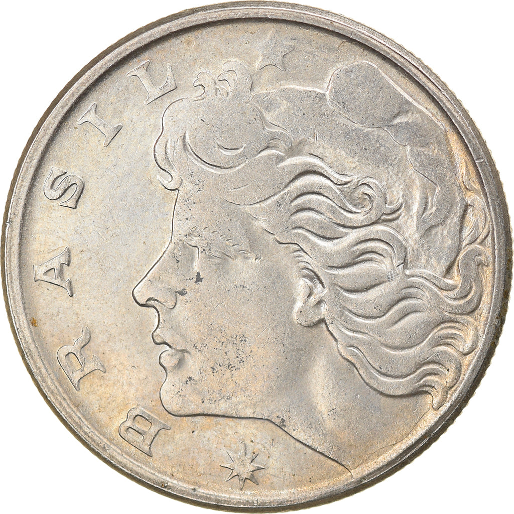 Moeda, Brasil, 20 Centavos, 1970, die adjustment strike error, AU(50-53)