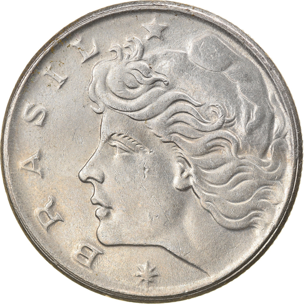 Munten, Brazilië, 20 Centavos, 1970, error struck thru, ZF+, Copper-nickel