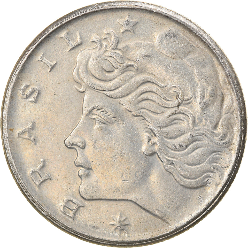 Moeda, Brasil, 20 Centavos, 1970, error struck thru, AU(50-53), Cobre-níquel