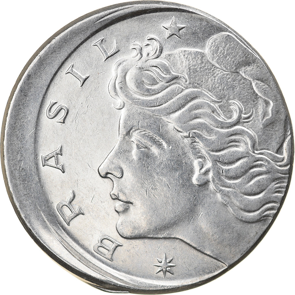 Coin, Brazil, 50 Centavos, 1978, error off center strike, AU(50-53), Stainless