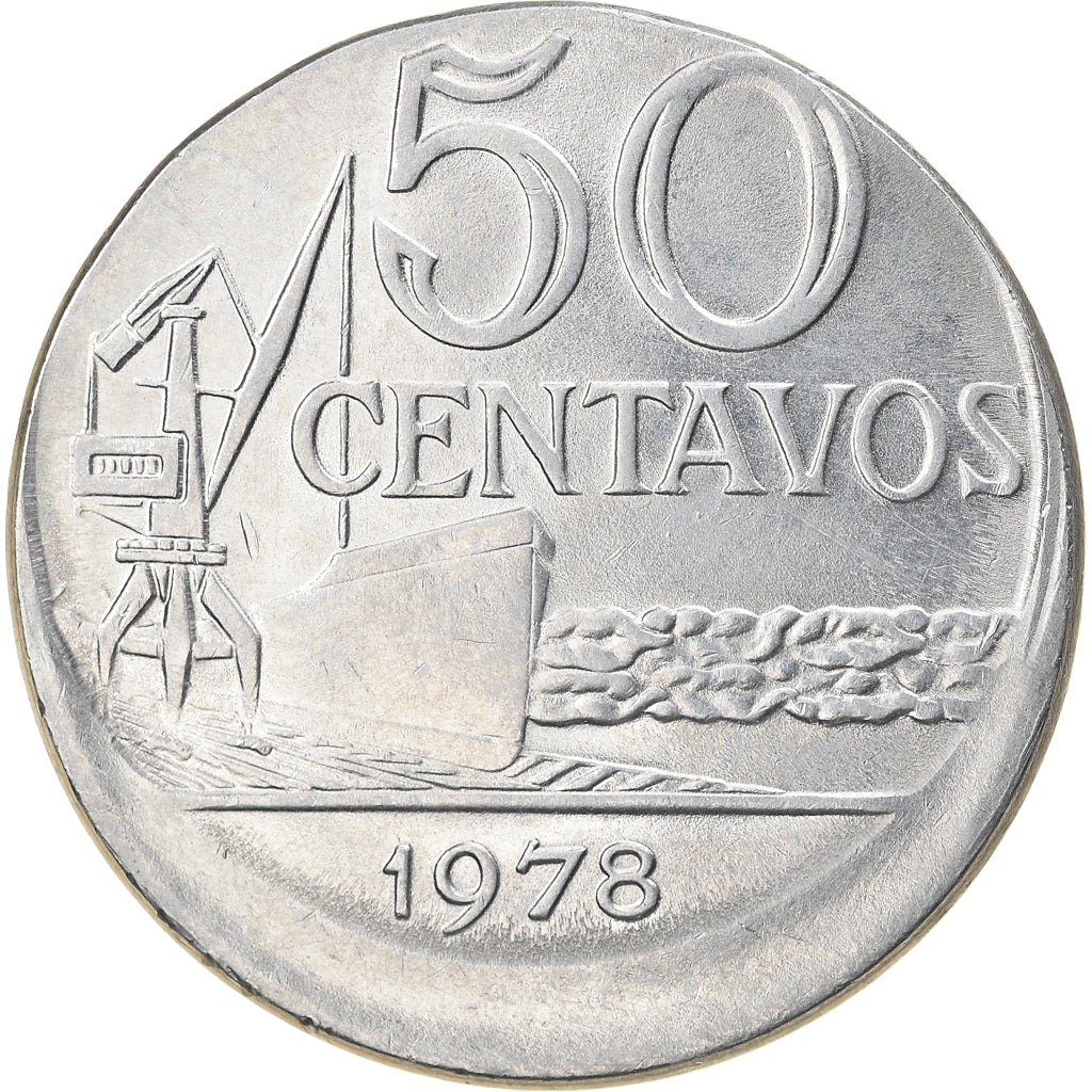 Moeda, Brasil, 50 Centavos, 1978, error off center strike, AU(55-58), Aço