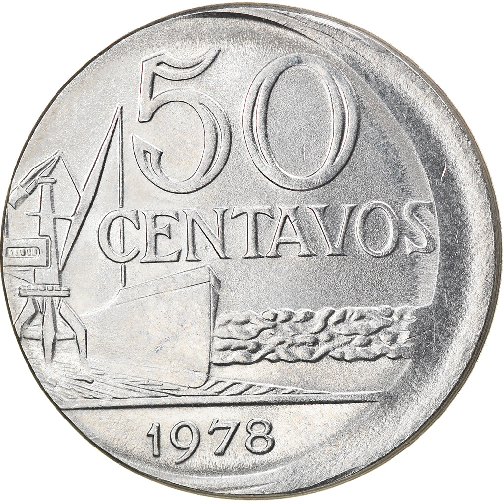 Moeda, Brasil, 50 Centavos, 1978, error off center strike, AU(55-58), Aço