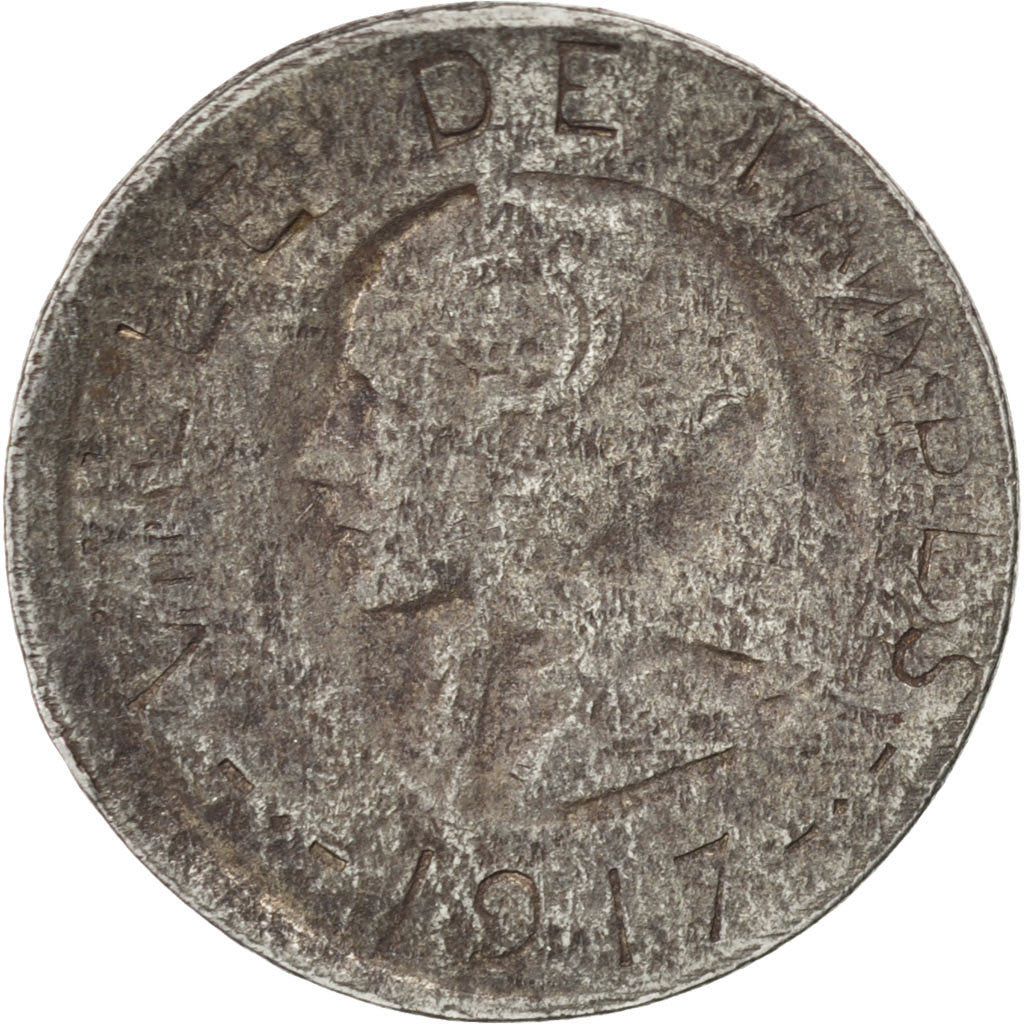 France, 5 Centimes, 1917, VG(8-10), Iron, Elie #10.1, 2.80