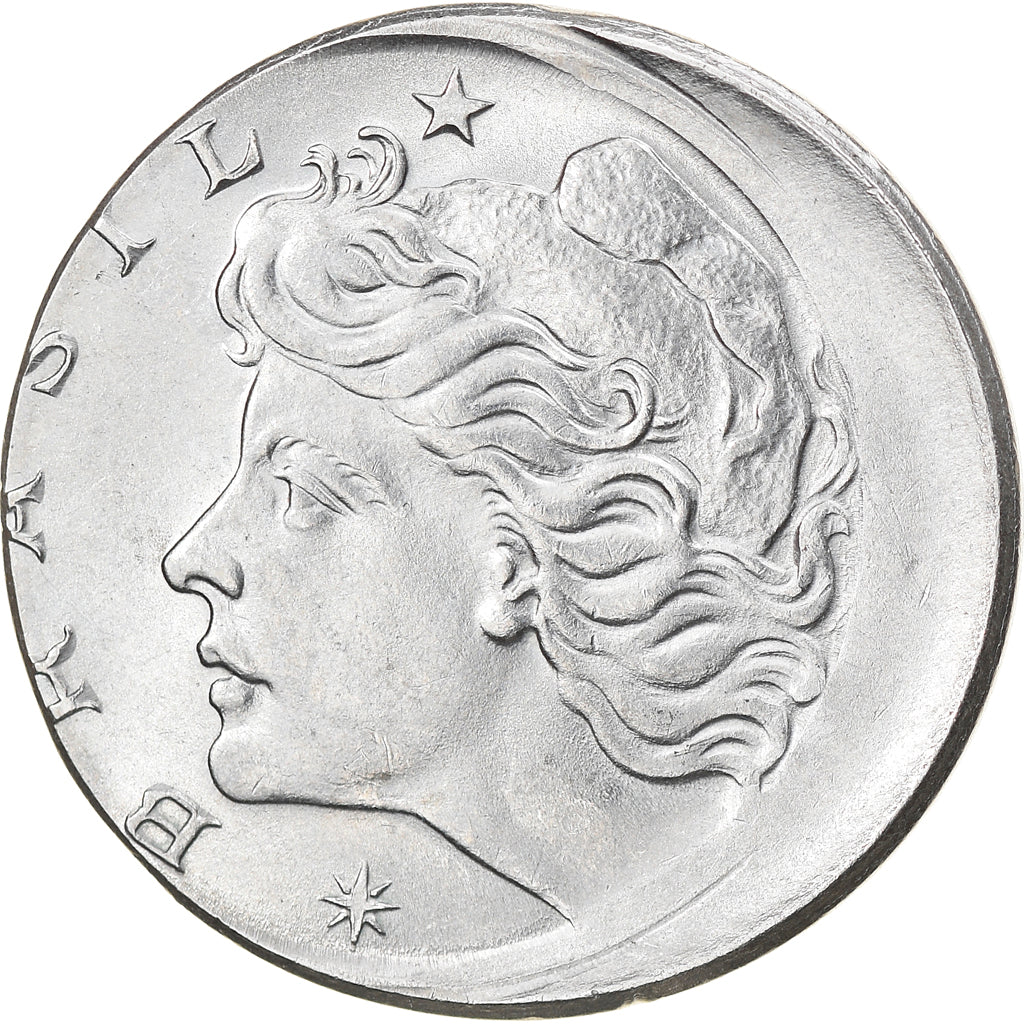 Moeda, Brasil, 10 Centavos, 1974, error off center strike, AU(55-58), Aço