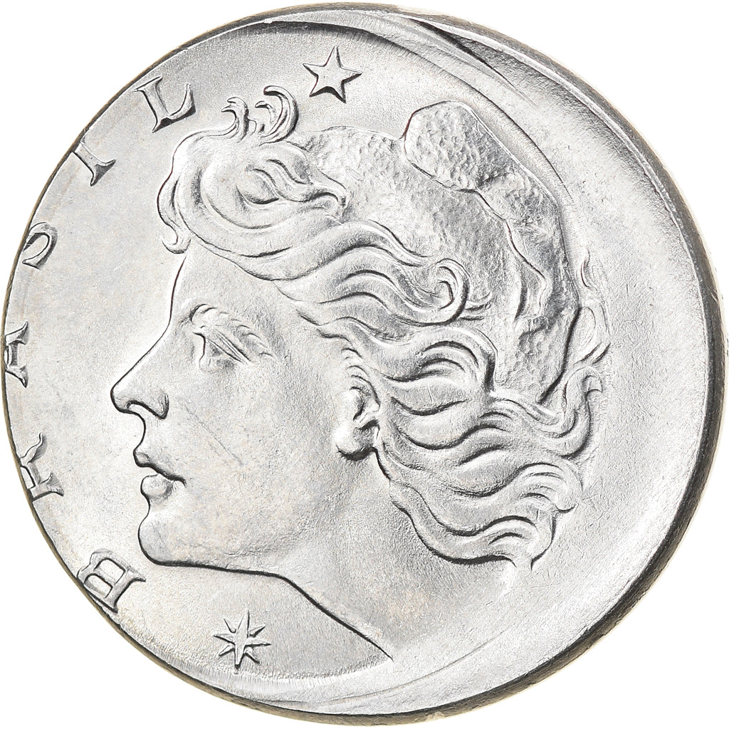 Moneda, Brasil, 10 Centavos, 1974, error off center strike, EBC, Acero