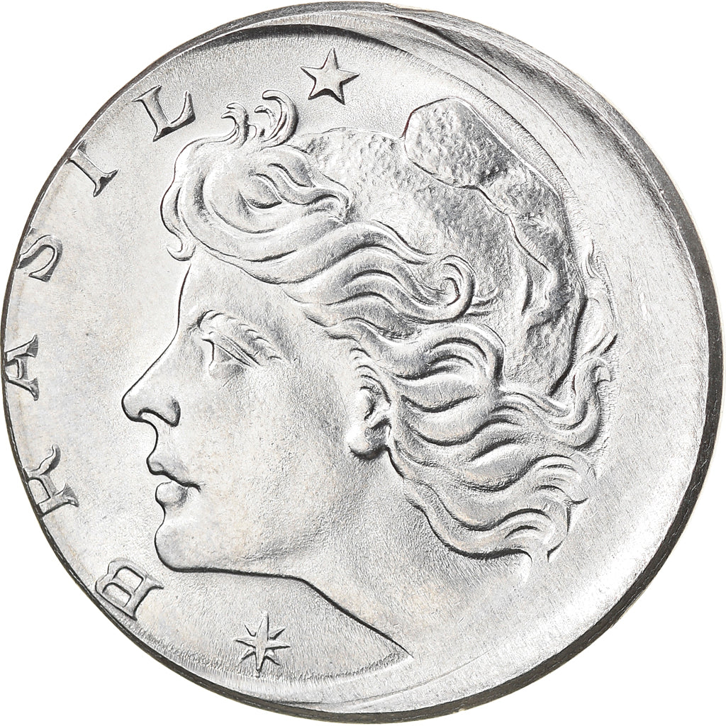 Moeda, Brasil, 10 Centavos, 1974, error off center strike, AU(55-58), Aço