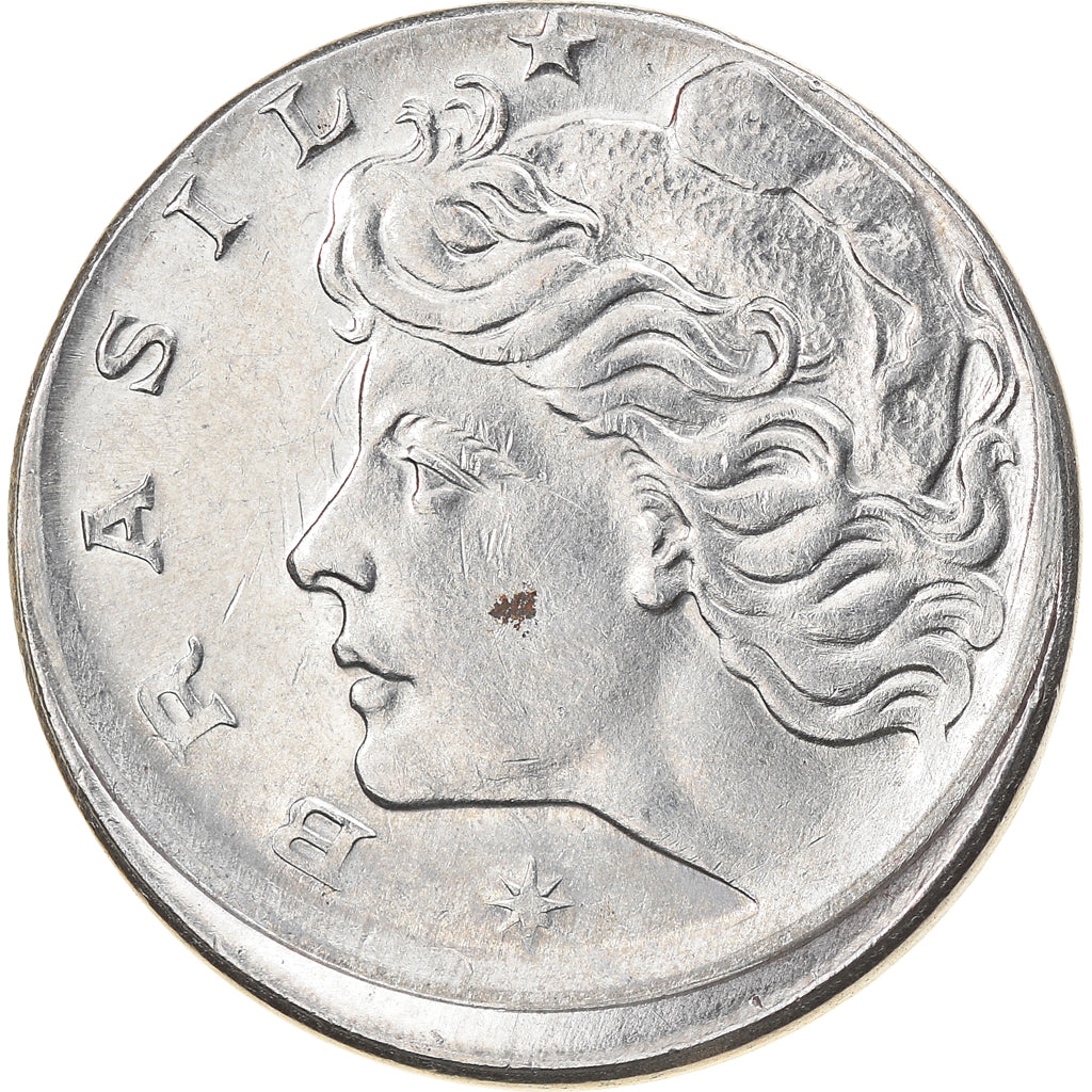 Moeda, Brasil, 10 Centavos, 1974, error off center strike, AU(55-58), Aço