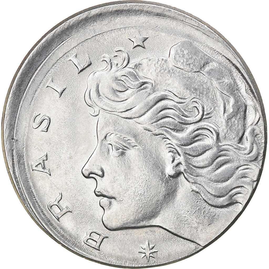 Moneda, Brasil, 10 Centavos, 1974, error off center strike, EBC, Acero