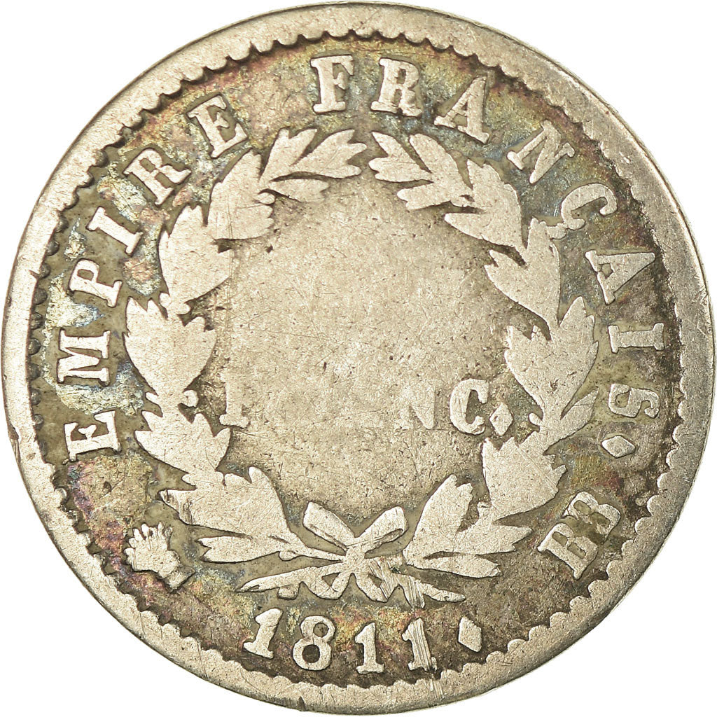 Moneda, Francia, Napoléon I, 1/2 Franc, 1811, Strasbourg, BC, Plata, KM:691.3