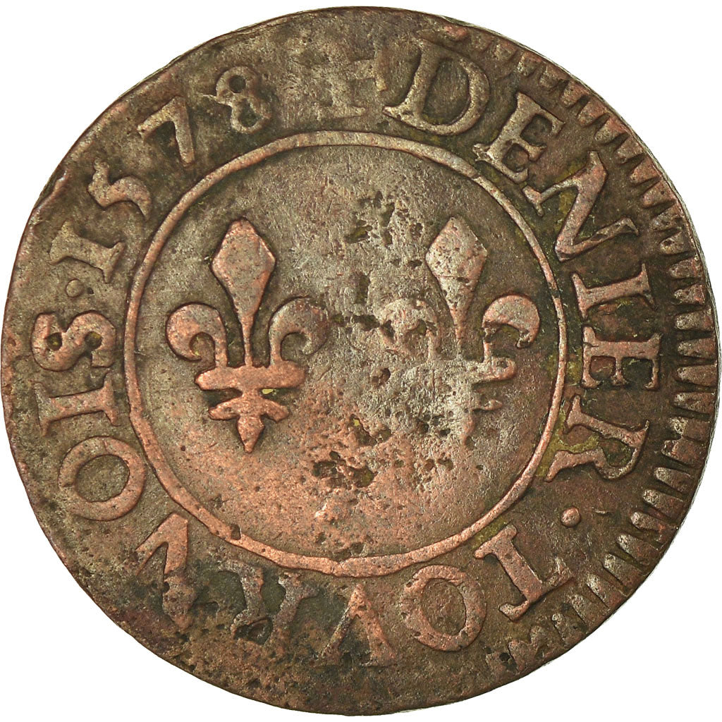 Münze, Frankreich, Denier Tournois, 1578, Paris, S, Kupfer, CGKL:90