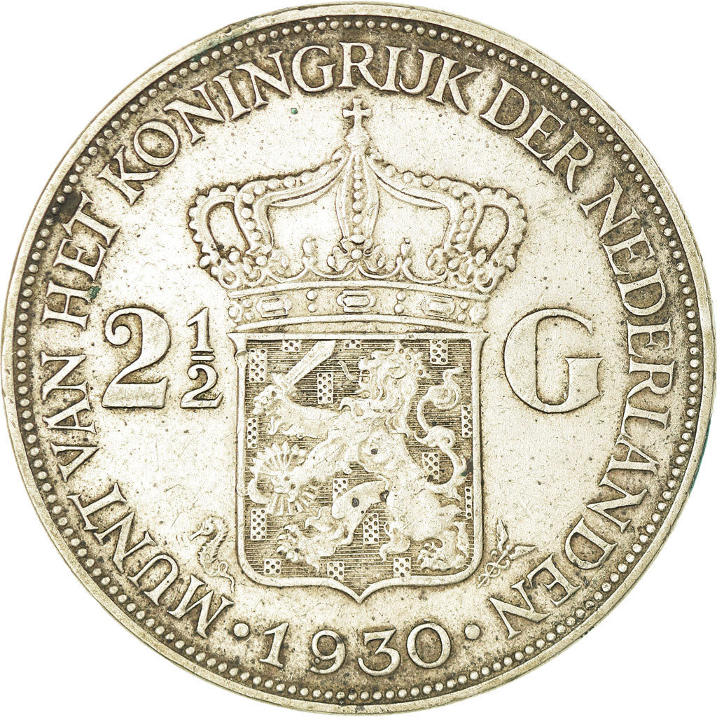 Coin, Netherlands, Wilhelmina I, 2-1/2 Gulden, 1930, EF(40-45), Silver, KM:165