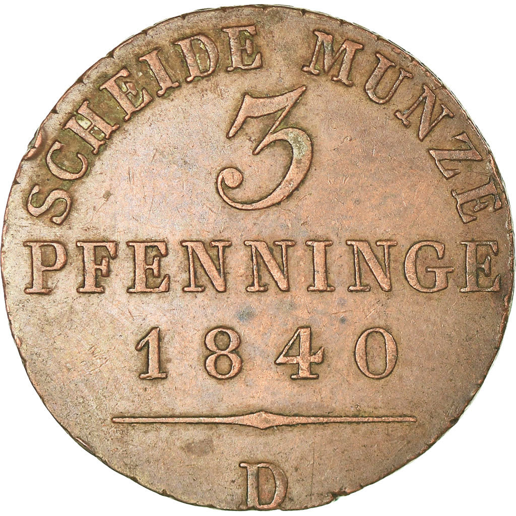 Moneta, Stati tedeschi, PRUSSIA, Friedrich Wilhelm III, 3 Pfennig, 1840