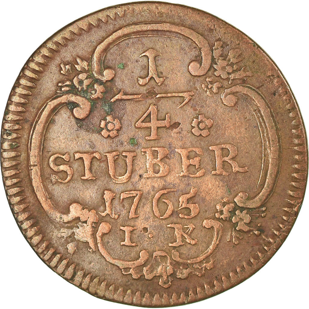 Moneta, Stati tedeschi, COLOGNE, Maximilian Friedrich, 1/4 St, 1765, MB+, Rame