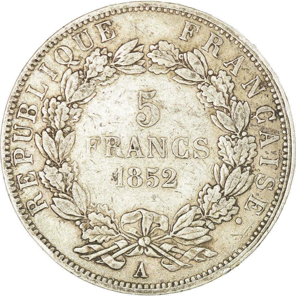 Munten, Frankrijk, Napoléon III, 5 Francs, 1852, Paris, FR+, Zilver, KM:773.1