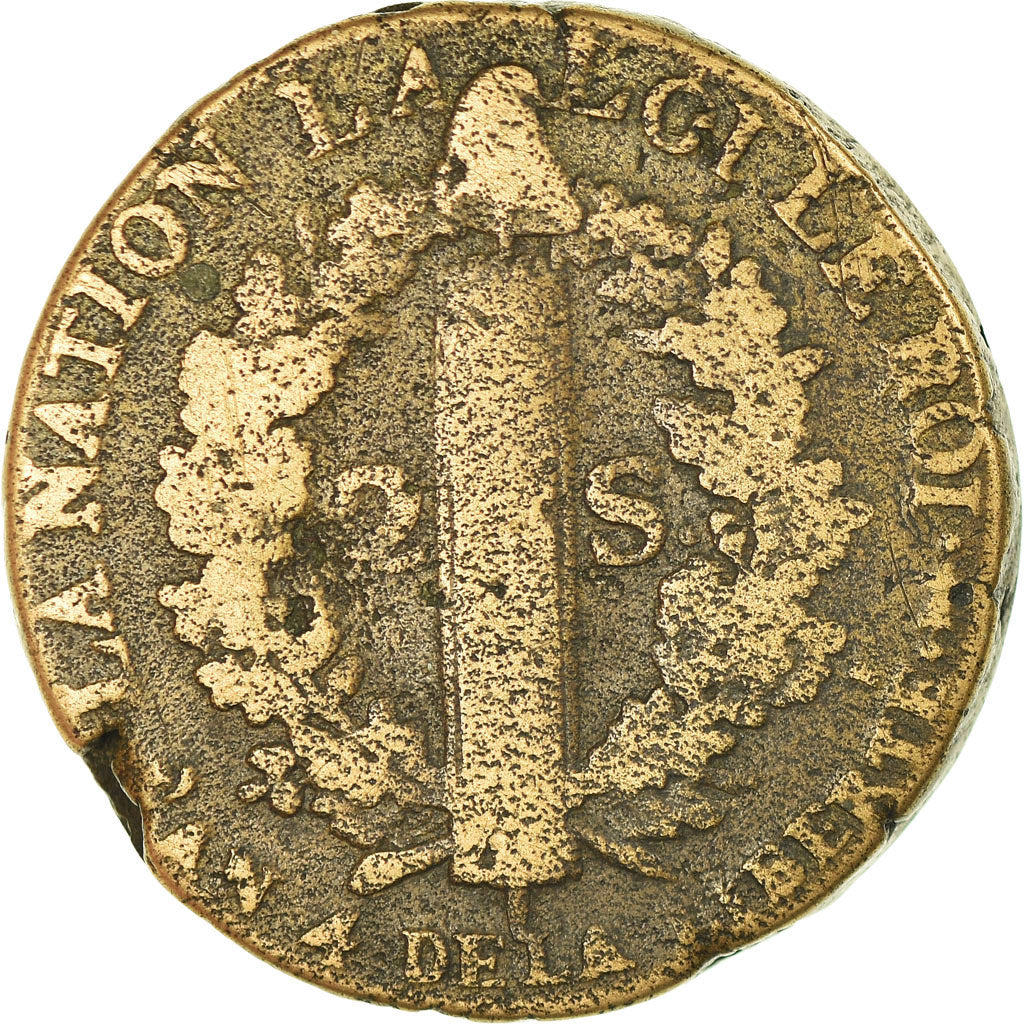 Monnaie, France, 2 sols françois, 2 Sols, 1792, Metz, TB, Bronze, Gadoury:25