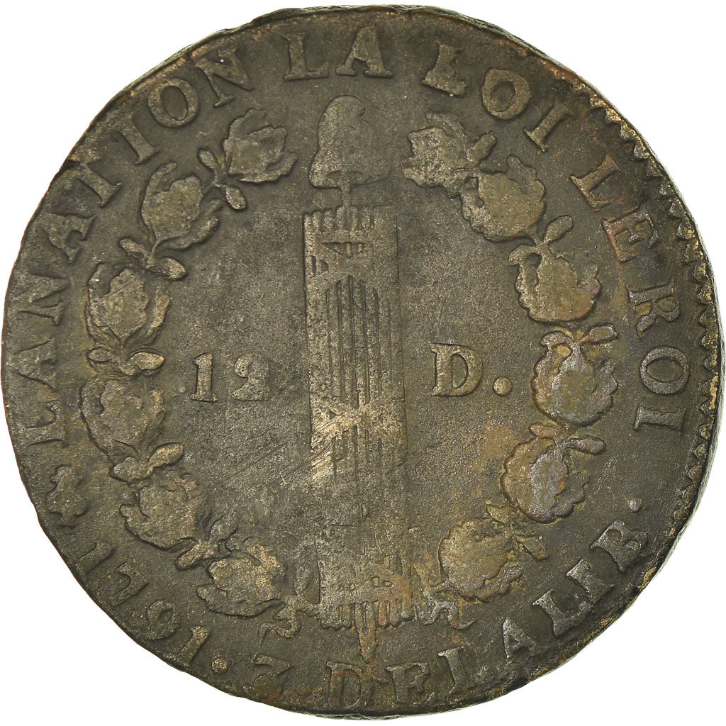 Munten, Frankrijk, 12 deniers françois, 12 Deniers, 1791, Paris, FR, Bronze