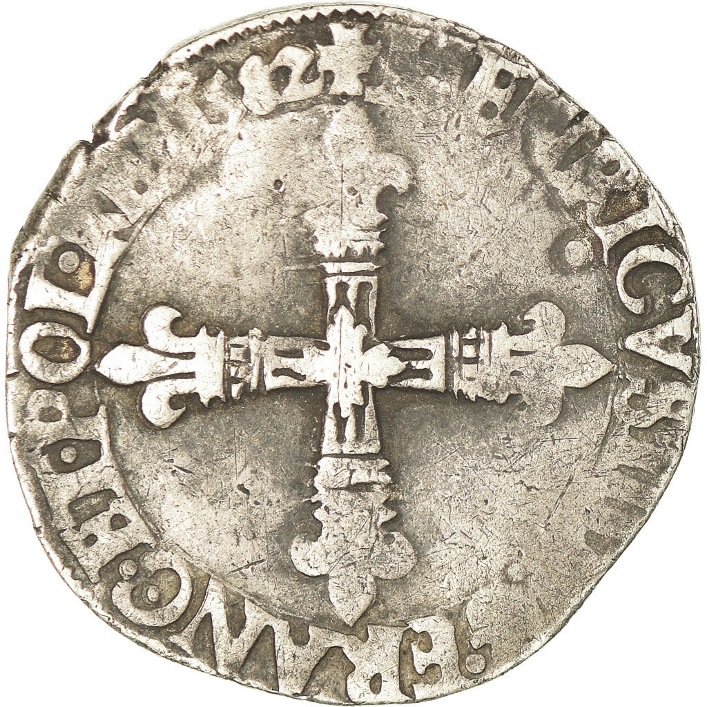 Monnaie, France, Henri III, 1/4 Ecu, 1582, Nantes, TB, Argent, Sombart:4662