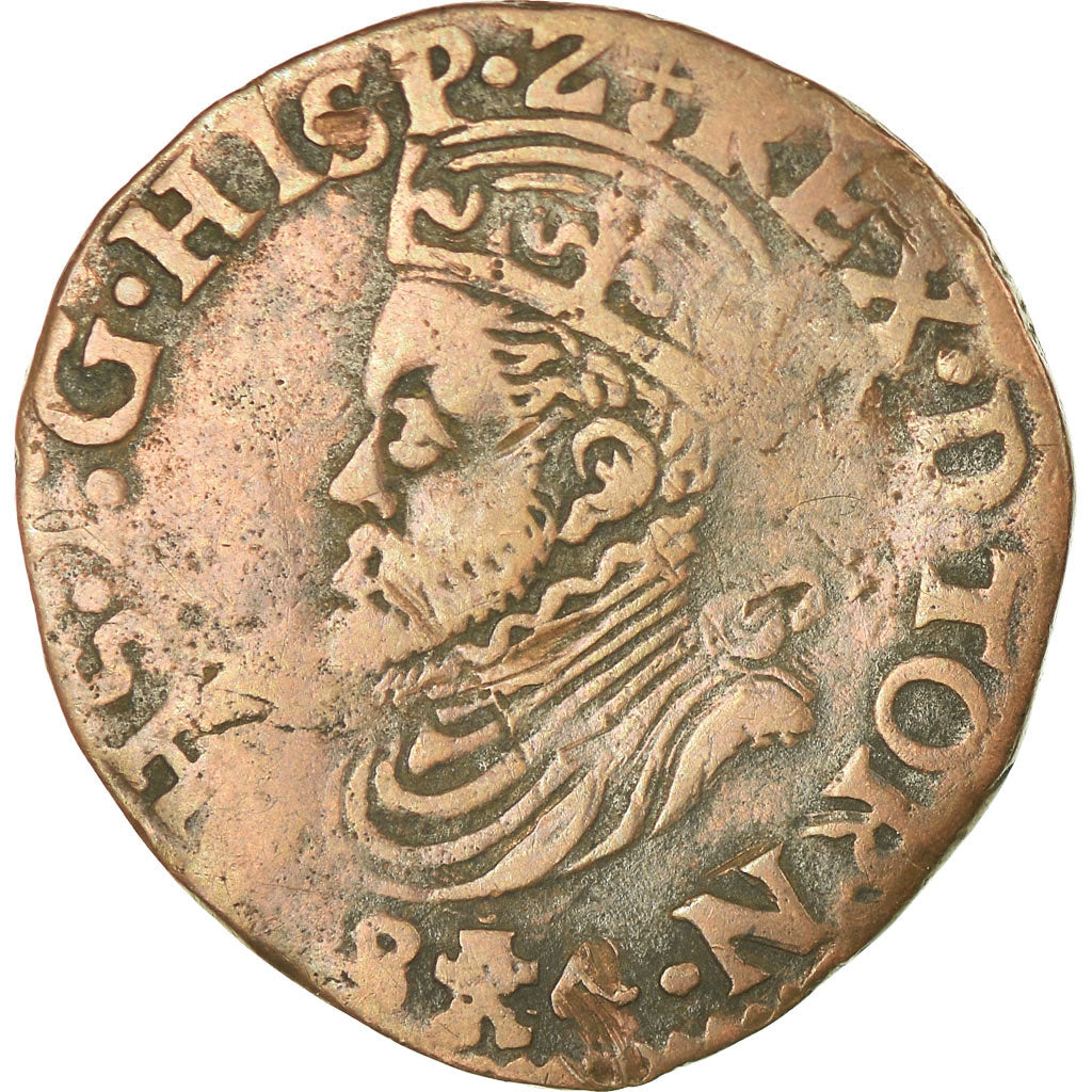 Moneta, Paesi Bassi Spagnoli, Philippe II, Liard, 1584, Tournai, BB, Rame
