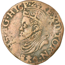 Moneta, Paesi Bassi Spagnoli, Philippe II, Liard, 1584, Tournai, BB, Rame