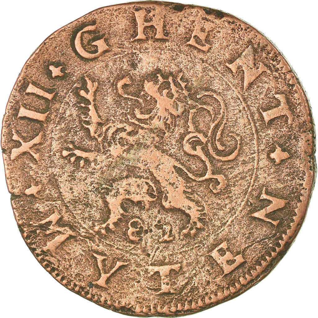 Moneta, Paesi Bassi Spagnoli, Liard, 12 Mites, 1582, Gent, MB+, Rame