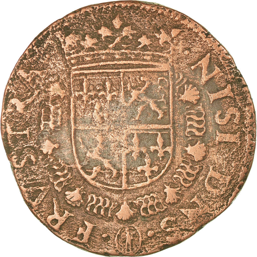 Moneta, Paesi Bassi Spagnoli, Liard, 12 Mites, 1582, Gent, MB+, Rame