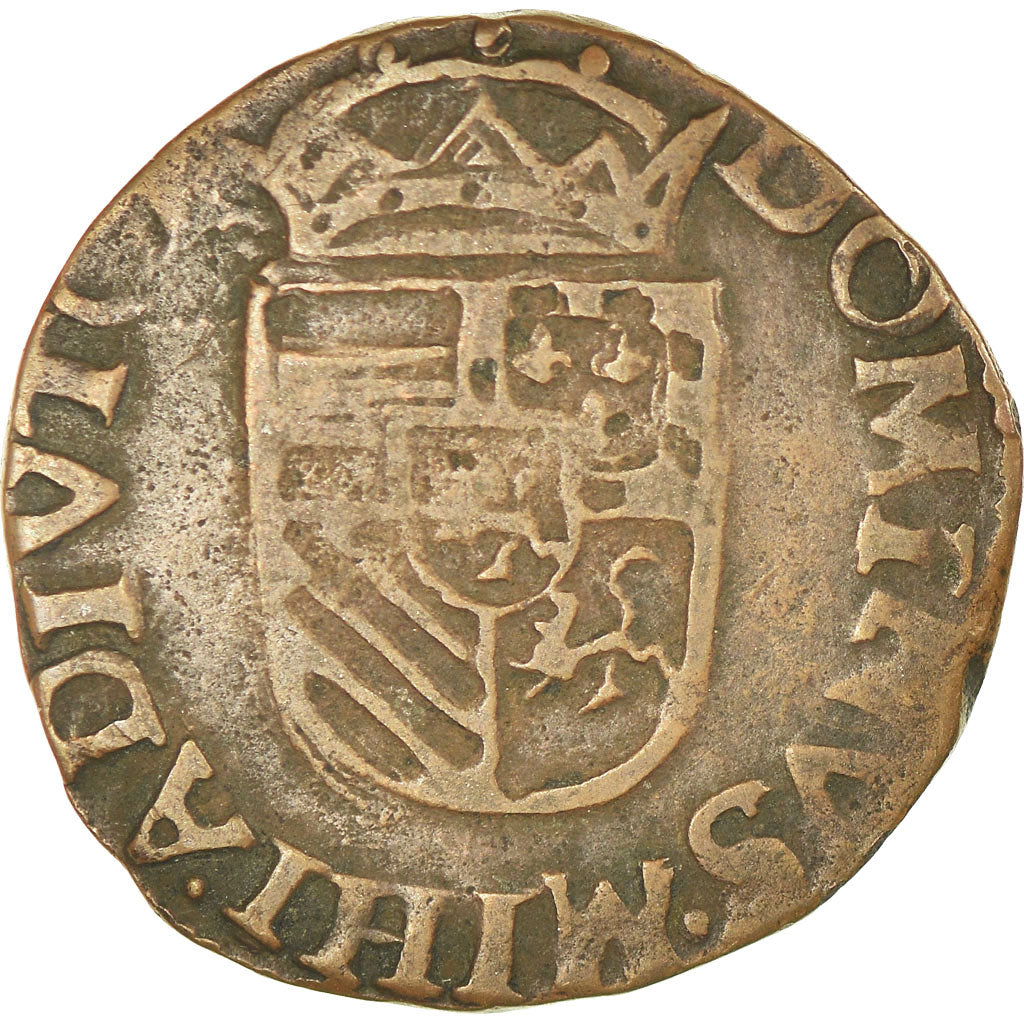 Coin, France, Philippe II, Liard, 1591, Arras, EF(40-45), Copper, Boudeau:1984